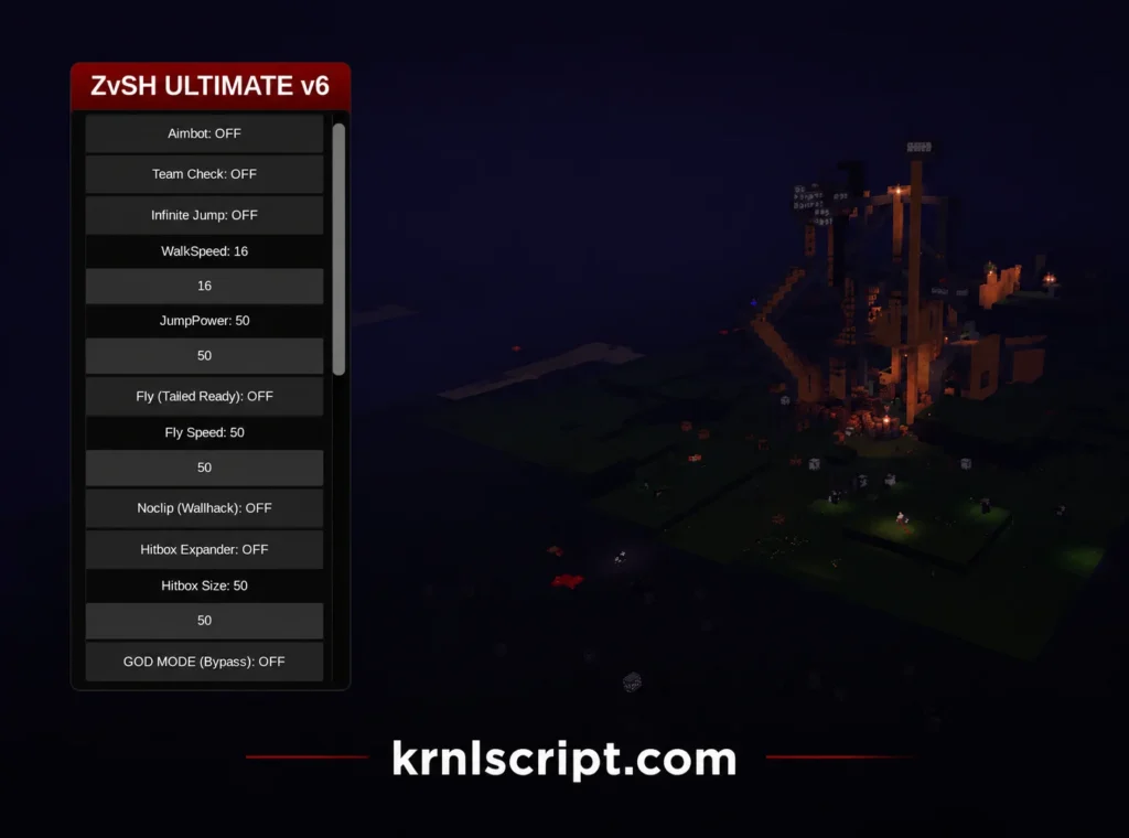 script ZvsH ULTIMATE v6 Zombies vs Humans (Keyless) - Aimbot & Infinite Jump
