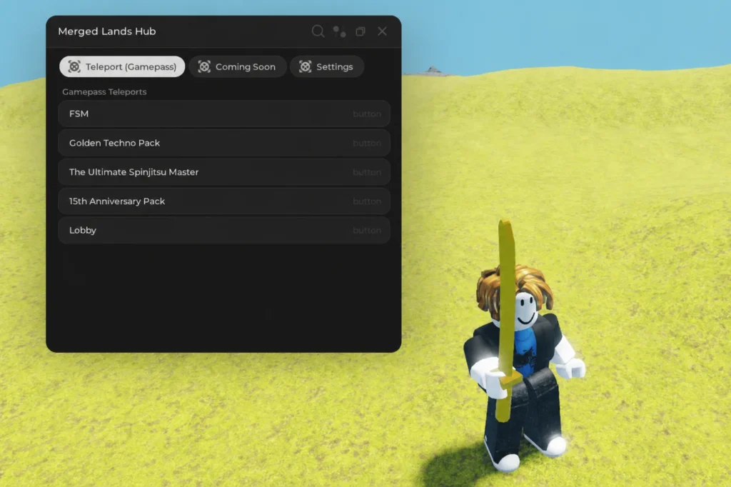 script Merged lands Hub (Keyless) - FSM & Golden Techno Pack