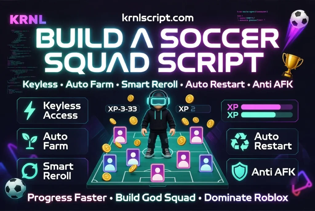 Script Build A Soccer Squad | Keyless Auto Farm & Smart Reroll