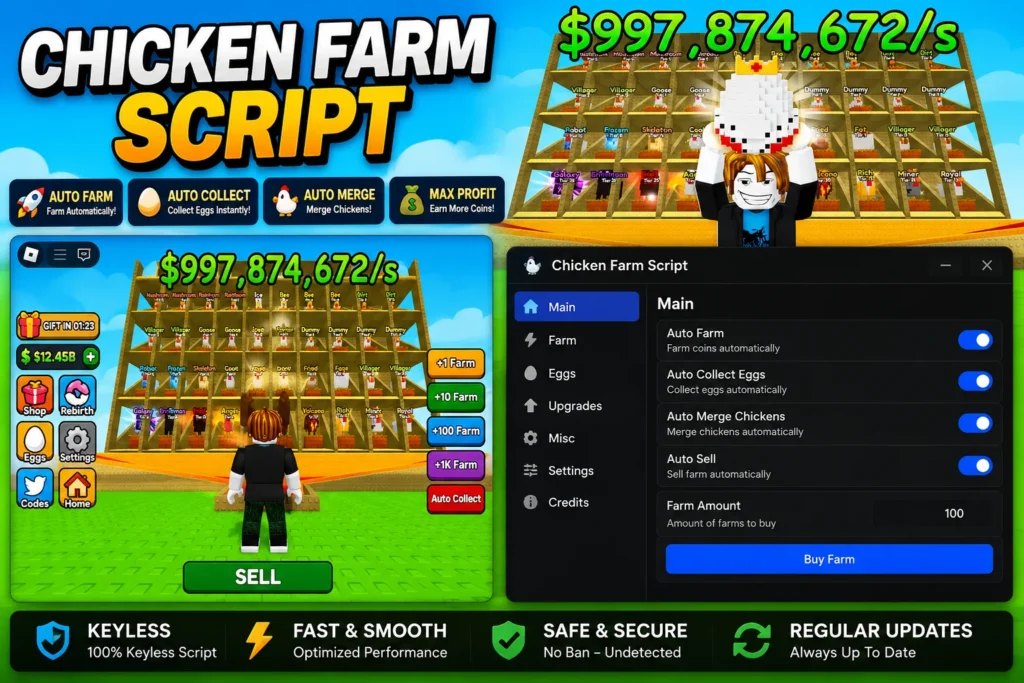 Script Chicken Farm auto egg auto farm walky hub