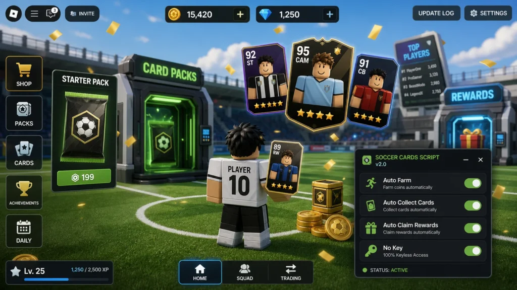 Script Logo for Soccer Cards auto cash auto rebirth