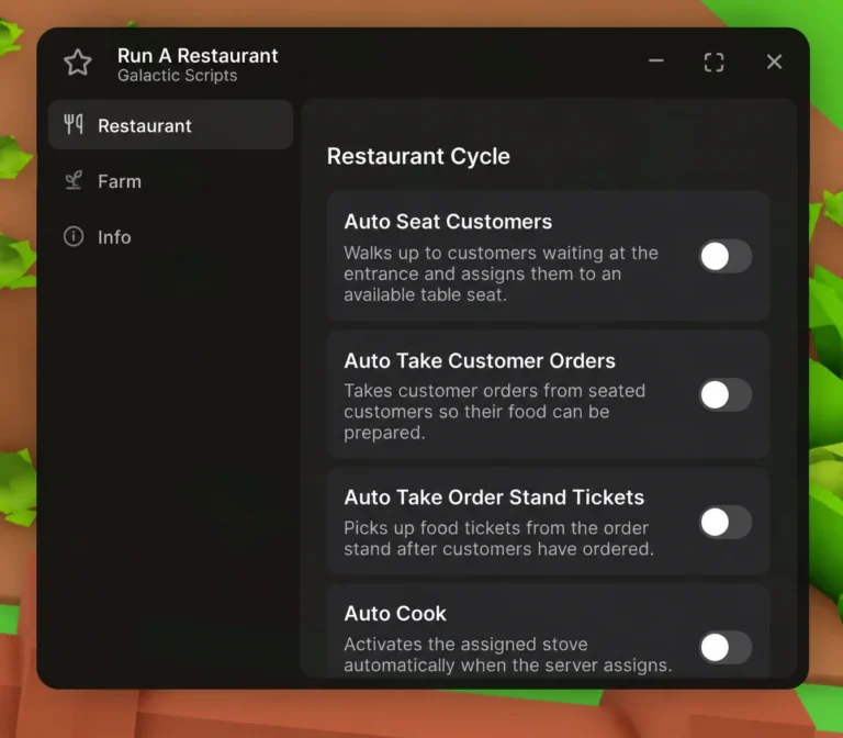 SCRIPT Run a Restaurant auto cook