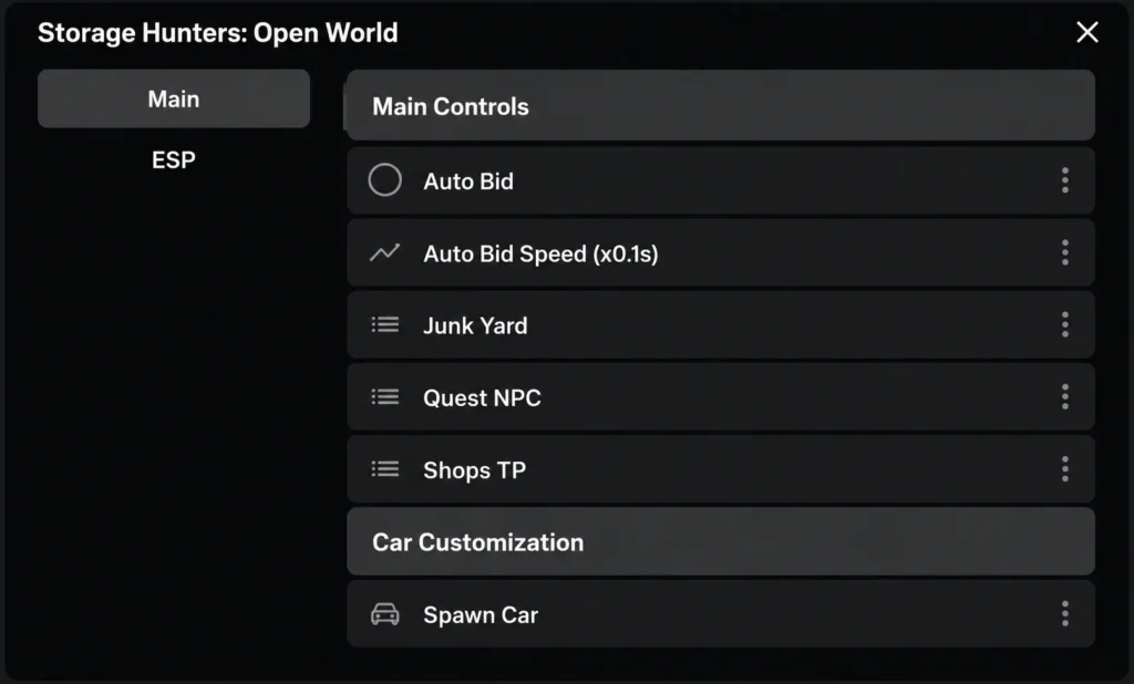 script Storage Hunters Open World