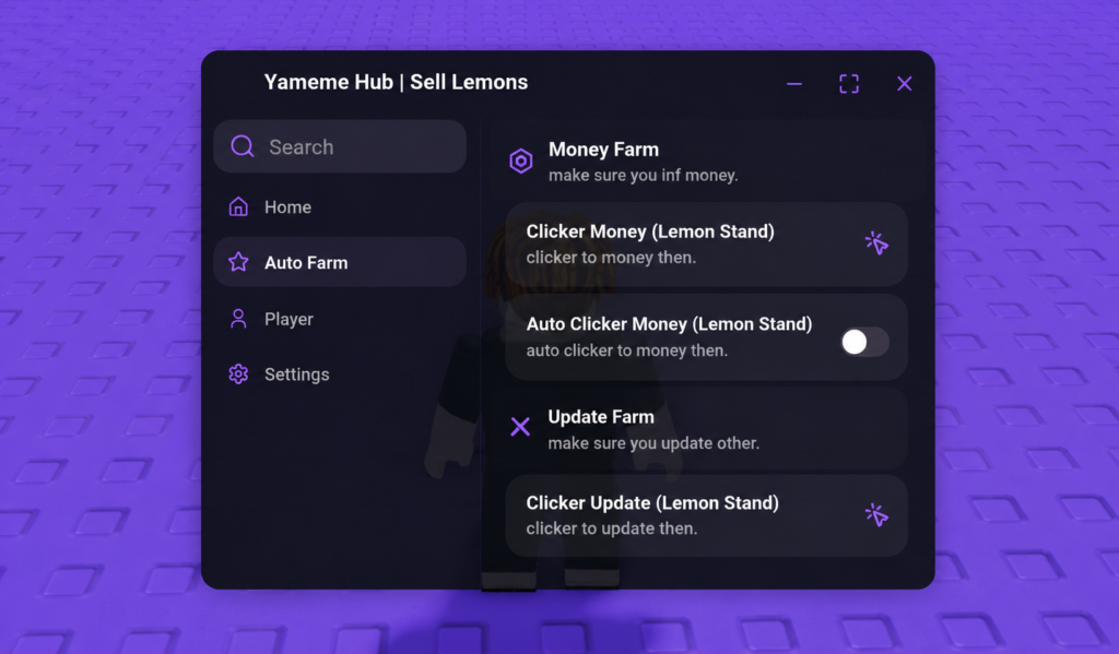 Script sell lemons roblox Auto Farm Inf money