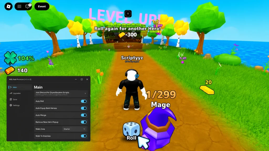 script by Ouroboros hub RNG Heroes 🏹 roblox game