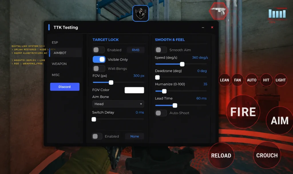 Script TTK Testing GUI,TTK Aimbot,TTK Testing Hack,TTK No Key
